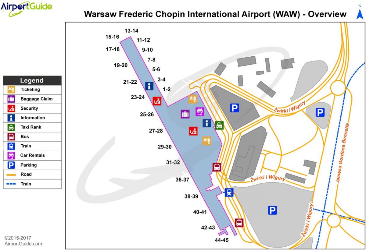 مطار وارسو فريدريك شوبان خريطة