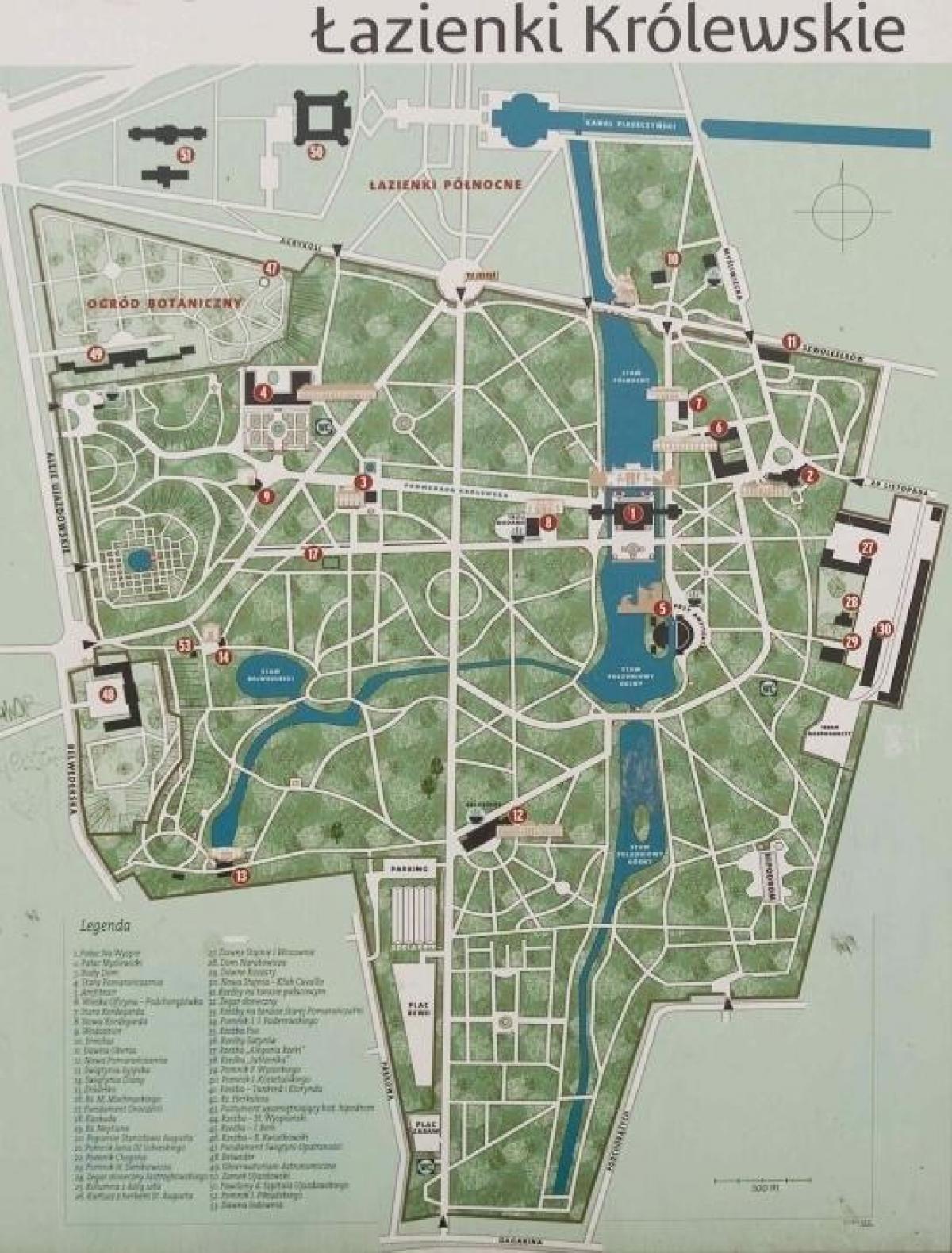 حديقة لازينكي وارسو خريطة