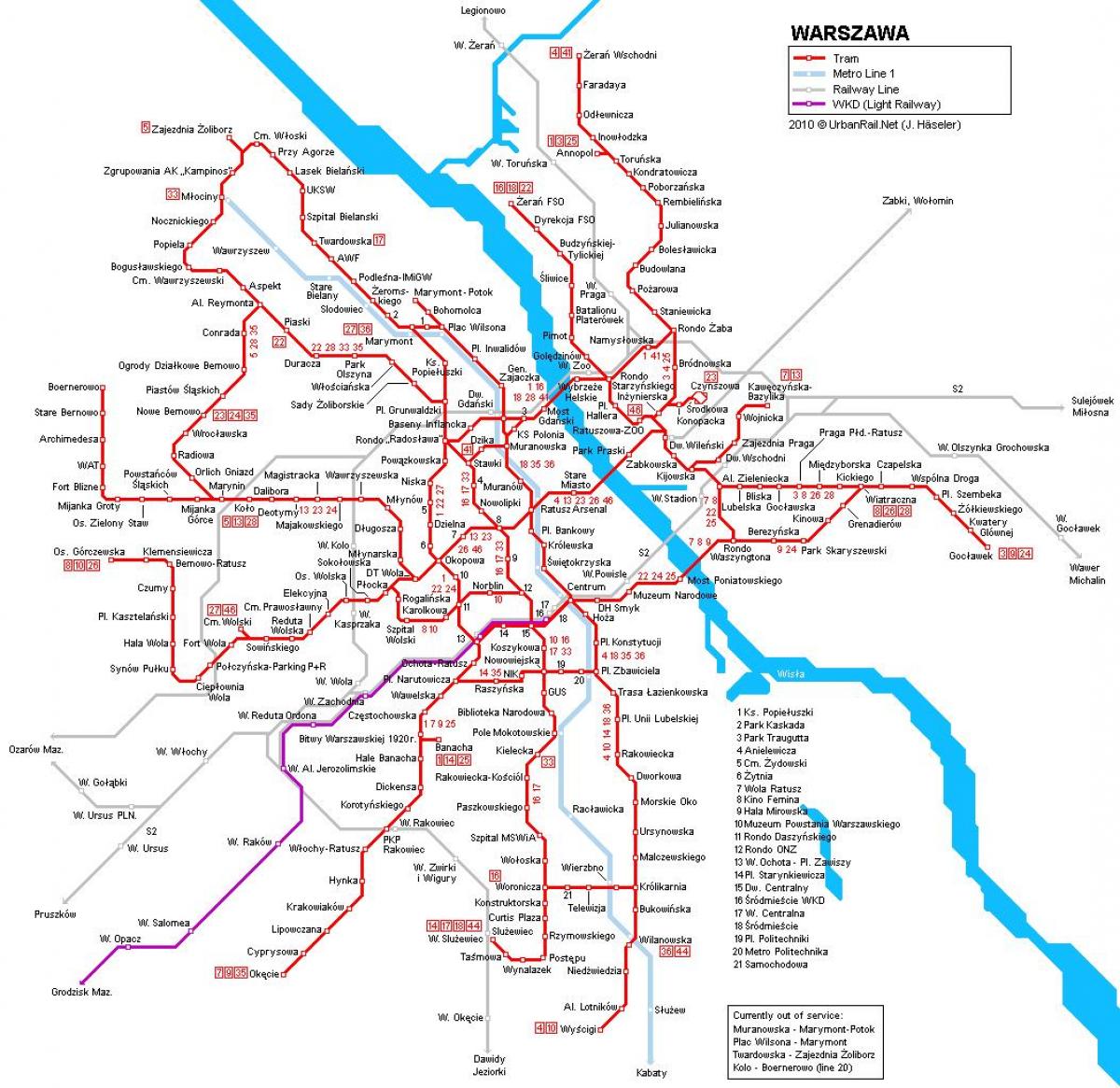 وارسو القطار خريطة