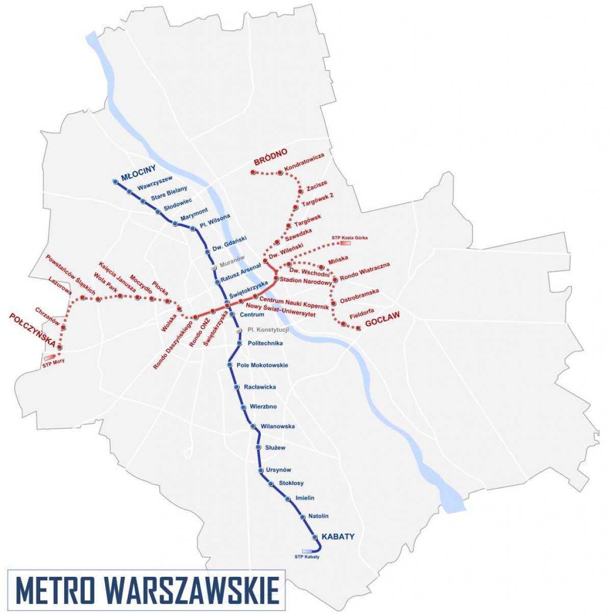 خريطة وارسو مترو 2016